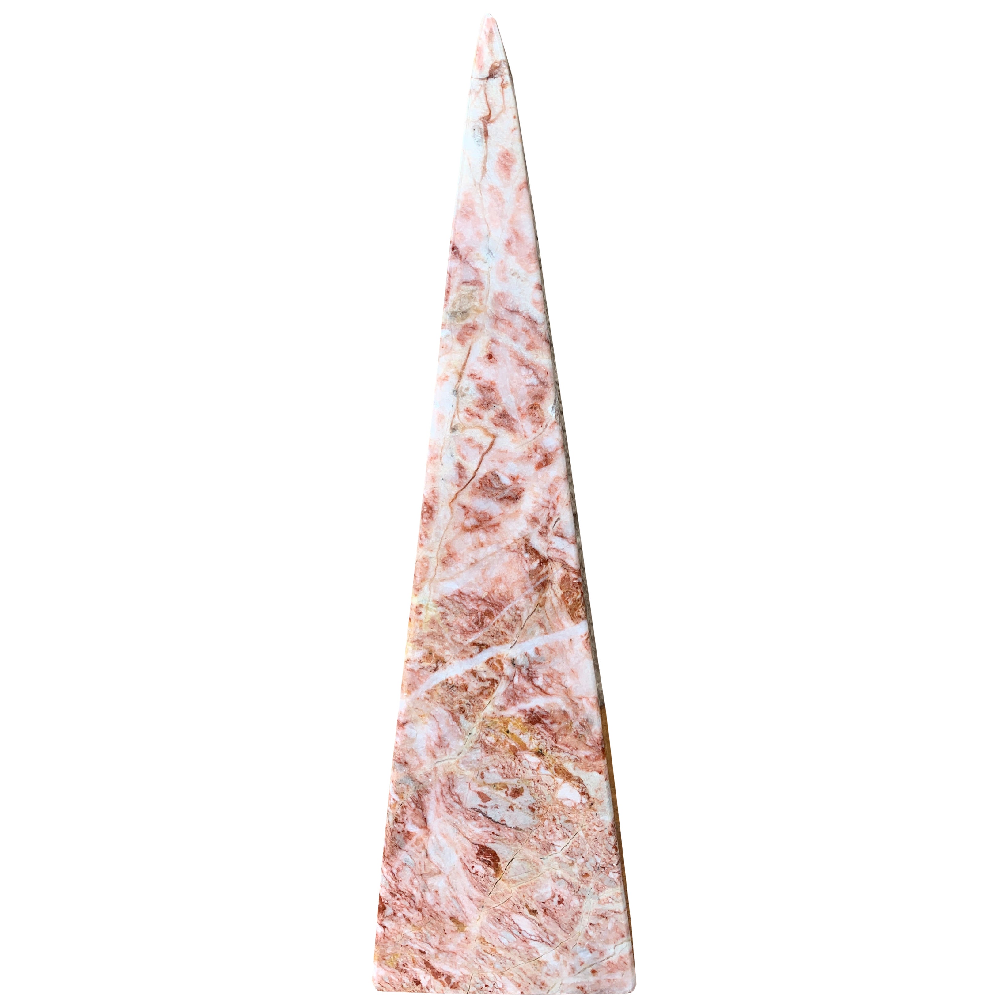 Neoklassizistischer Grand Tour Obelisk aus massivem Marmor in Rosa und Creme
