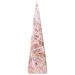 Neoclassical Grand Tour Solid Marble Pink and Cream Obelisk