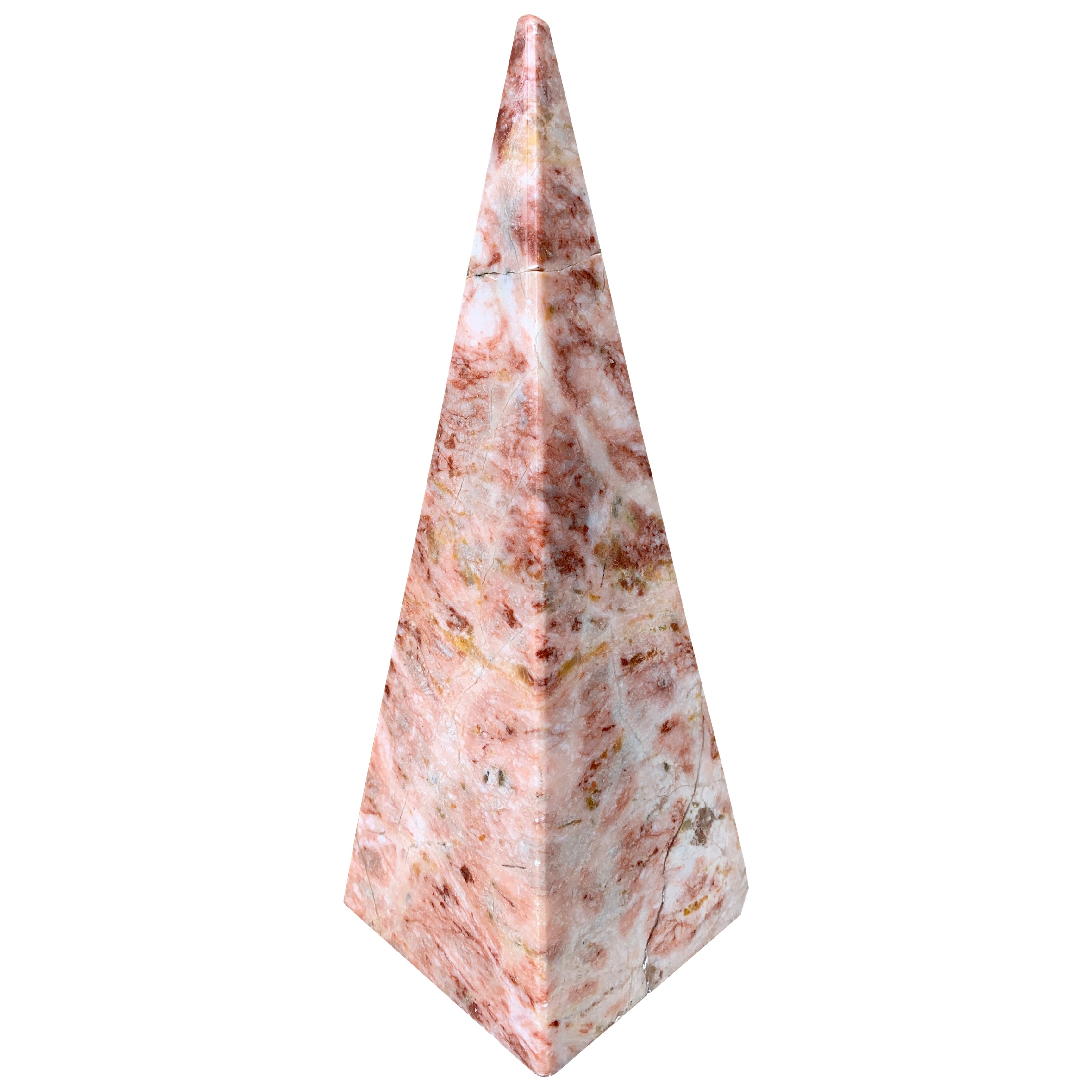 Obelisco neoclásico Grand Tour de mármol macizo rosa y crema