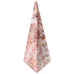 Neoclassical Grand Tour Solid Marble Pink and Cream Obelisk