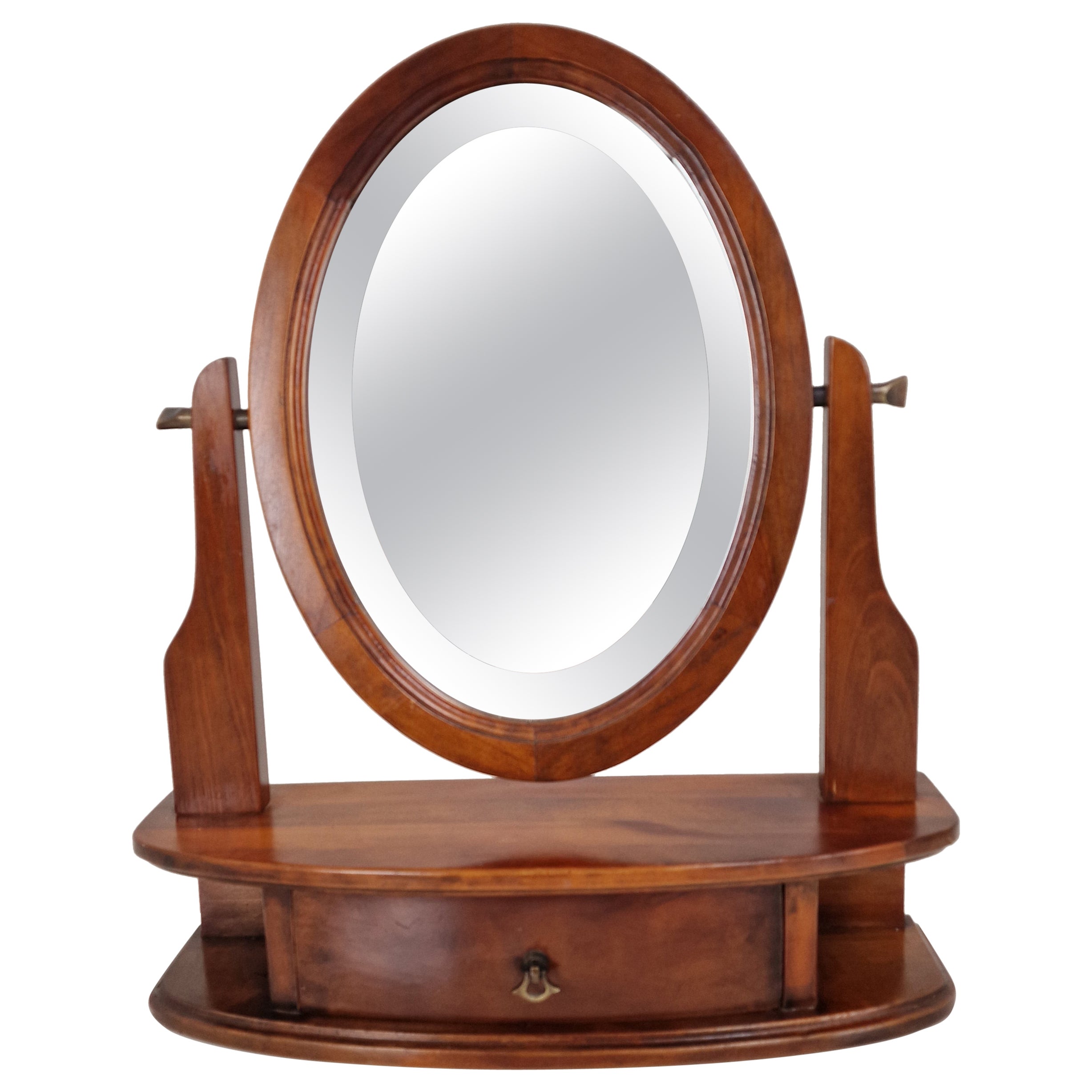 Charmante table de coiffeuse française en bois avec miroir taillé en facettes