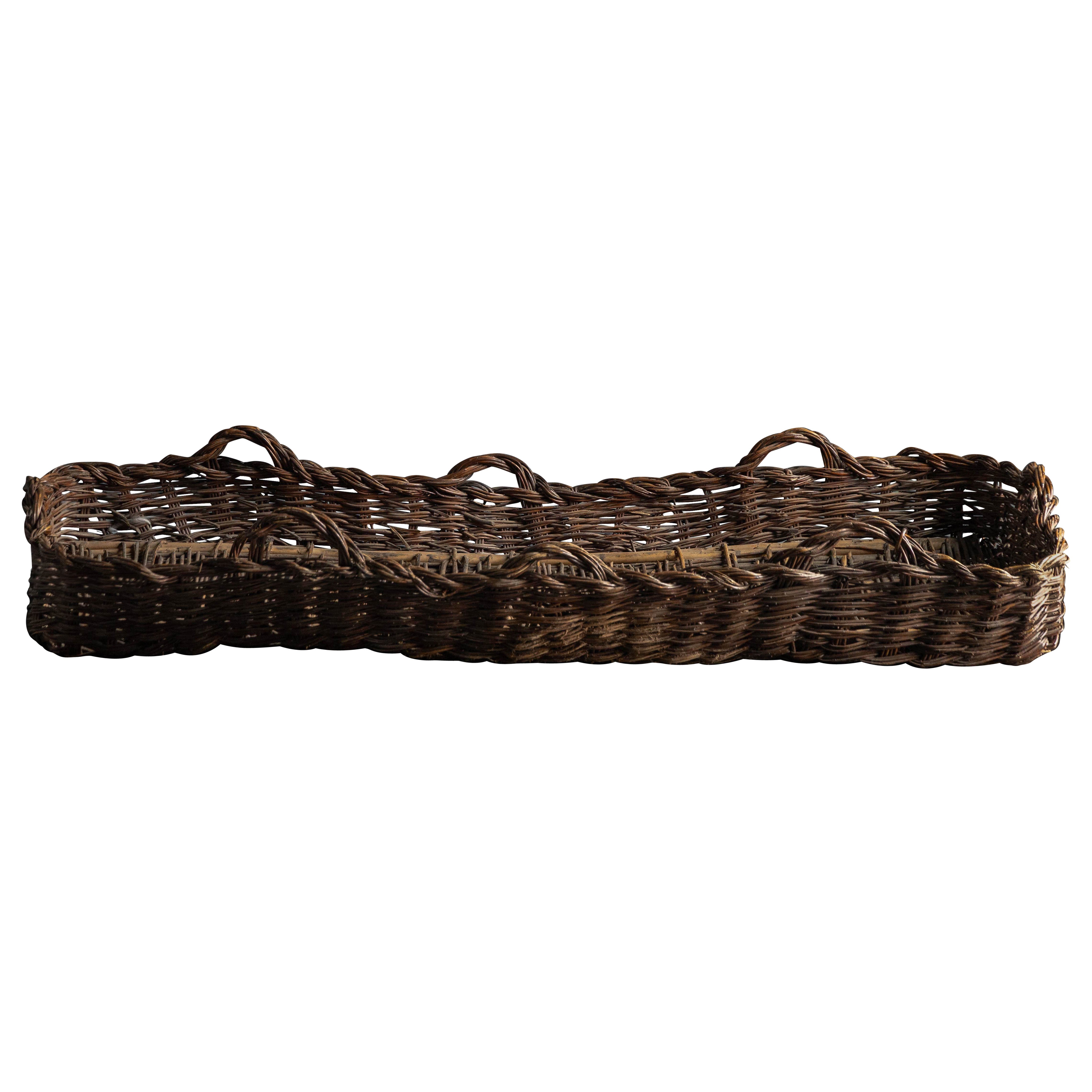 Rural Handwoven Wicker Drying Basket, France, 19th Century