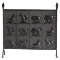 Vintage Atelier Marolles Wrought Iron Fire Screen