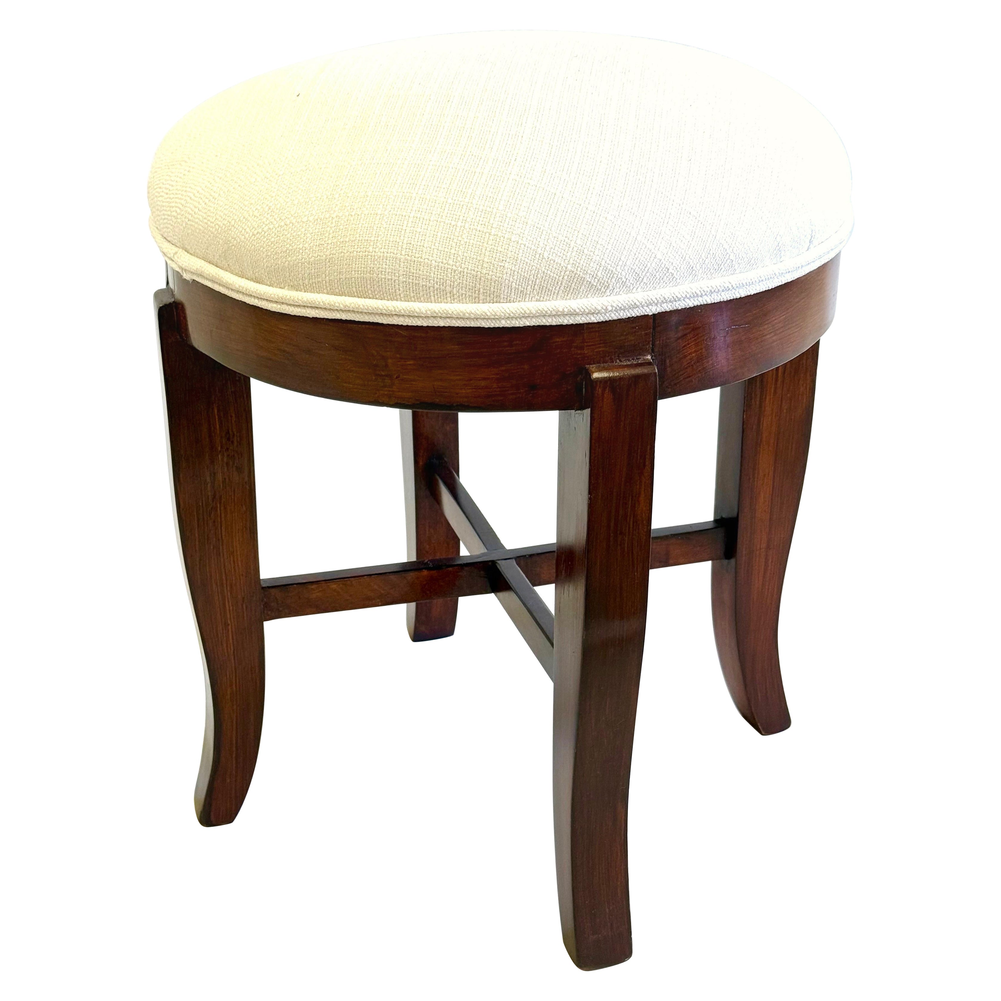 French Modern Neoclassical / Art Deco Mahogany Stool / Bench, Jean-MIchel Frank