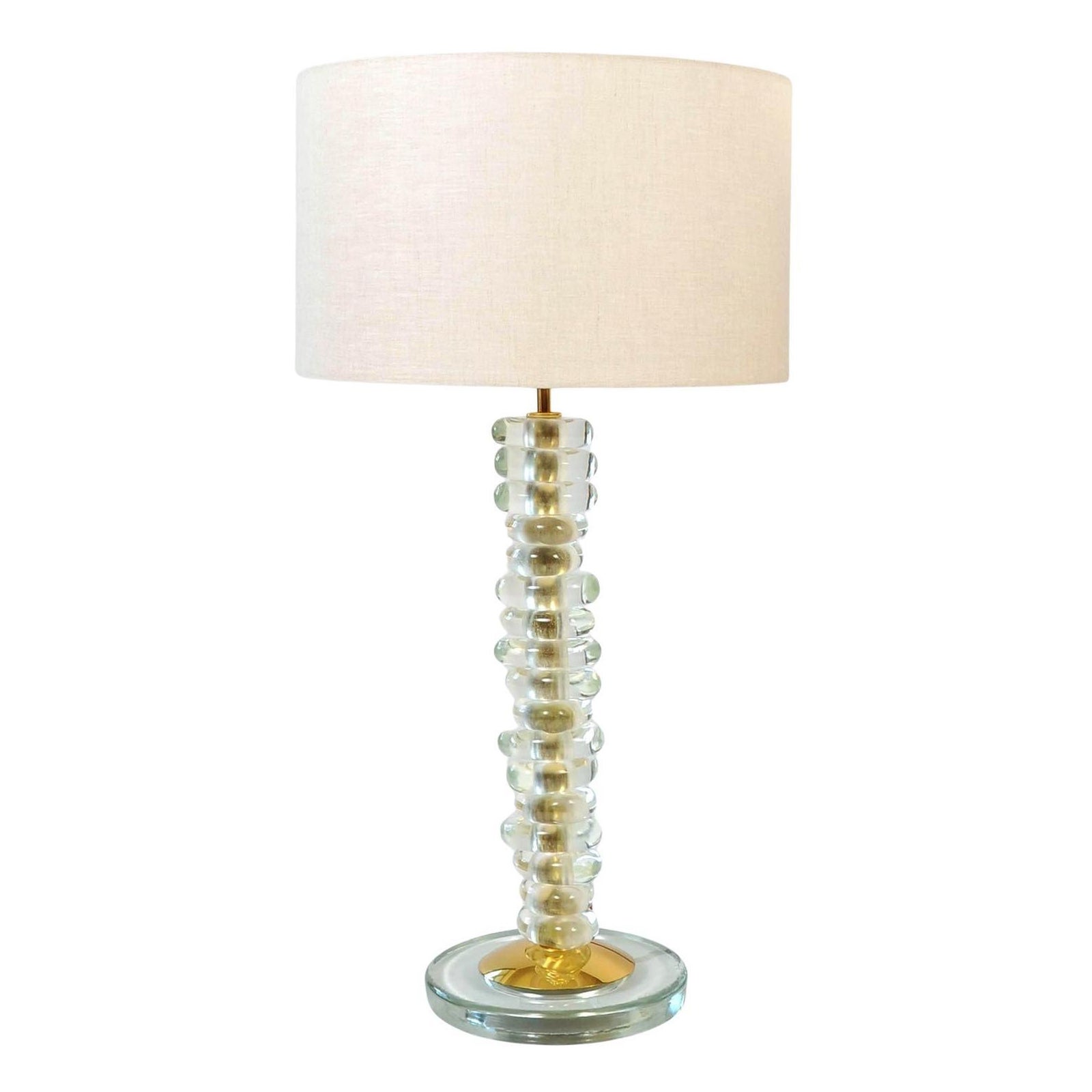 Single Tall Italian Murano Glass and Brass ‘Pebble’ Lamp