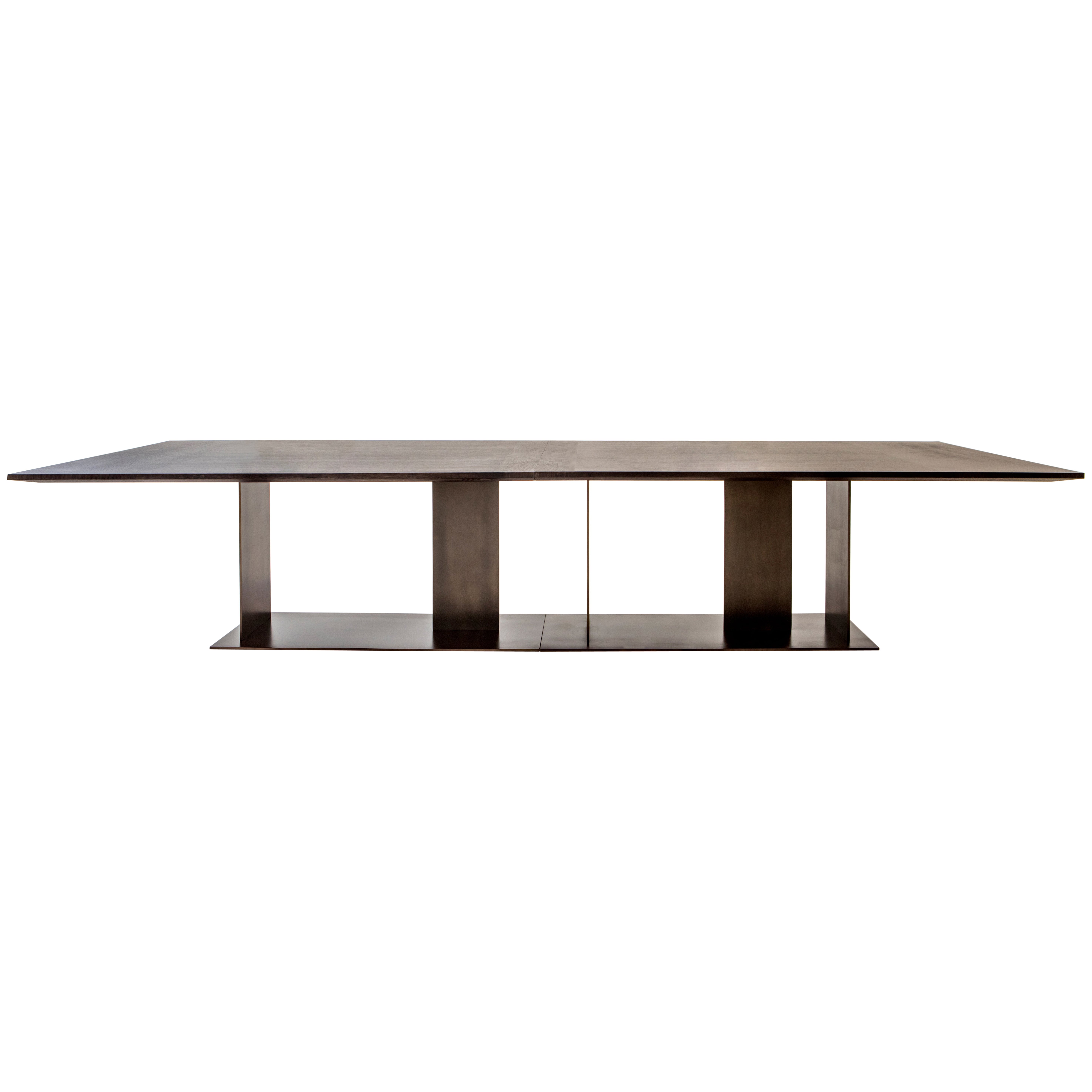 Berlino Maxi 360 Matt Grey Oak Top And Bronze Metal Base Table by Casa Casati