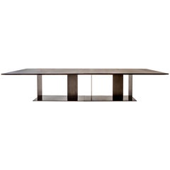Berlino Maxi 360 Matt Grey Oak Top And Bronze Metal Base Table by Casa Casati