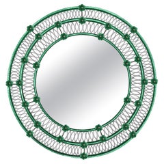Espejo de cristal de Murano verde floral redondo Ostregher de Ongaro & Fuga