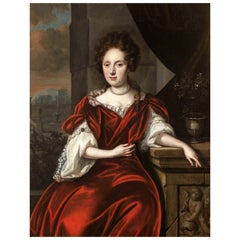 Reinier De La Haye (1640-1695) - PORTRAIT D'UNE DAME DEVANT UN PAYSAGE DE PARC