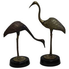 Vintage Pair of Brass Cranes