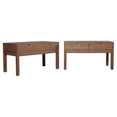 A Pair Of Huge Handcrafted English Oak 2 Drawer Night Stands