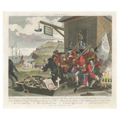 Antique Hogarth's 1756 'France' Satirical Print: A Scathing Critique - Published in 1798