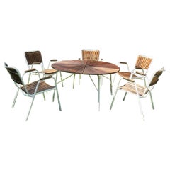 Danish Garden Table and 5 Stacking Chairs by Daneline