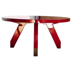Boscolo 200 China Rot Lack, Glas und Leichtbronze Metalltisch von Casa Casati