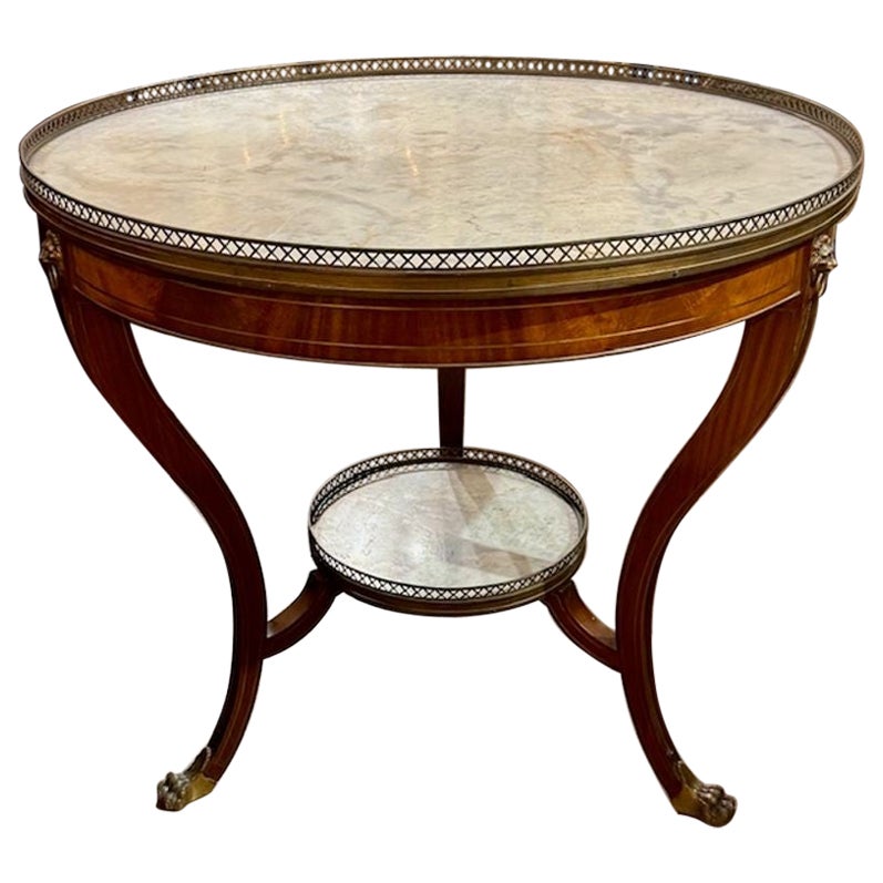 Table en noyer avec plateau en marbre, style Régence anglaise du 19e siècle, Gueridon