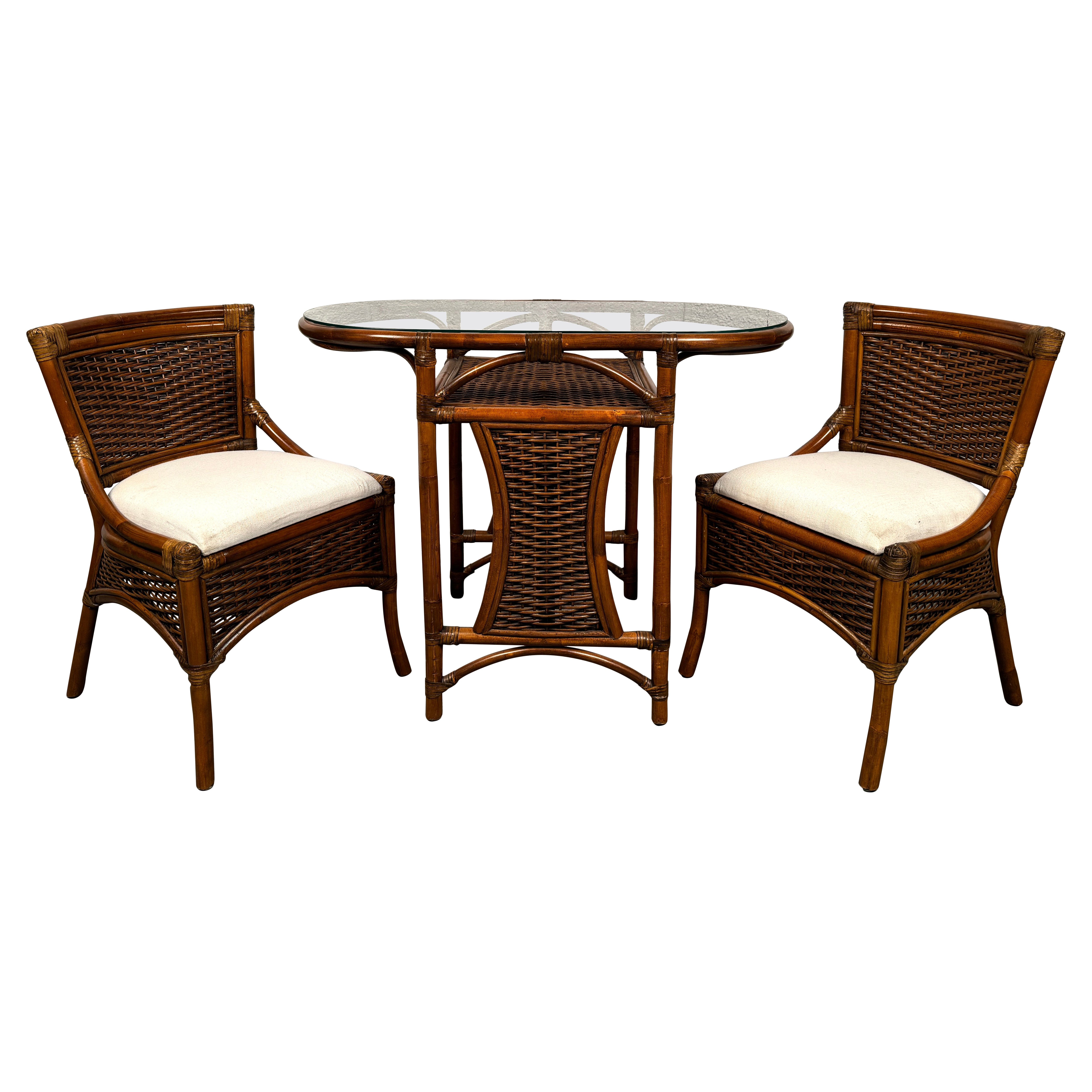 Vintage Bamboo and Wicker Dining Set
