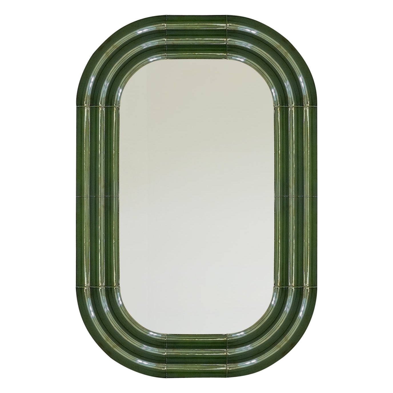 Contemporary Ceramic Mirror 'Elo 6' by Pani Jurek, 120-80 Green
