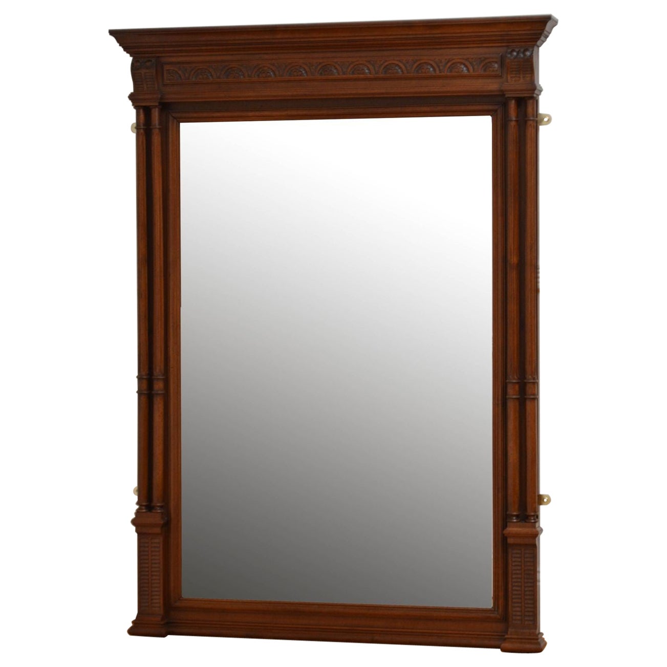 Turn of the Century Walnut Wall Mirror H152cm For Sale