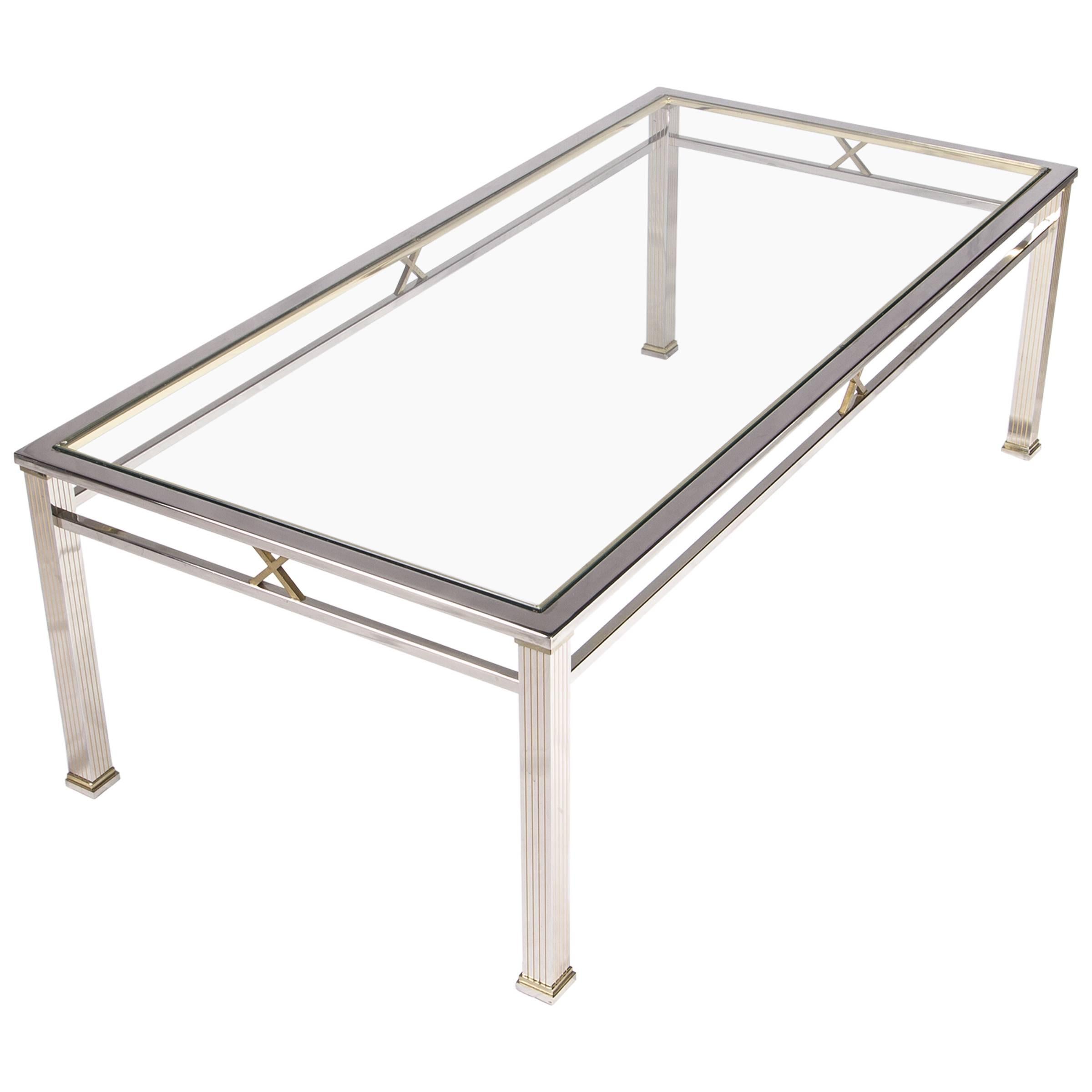 Chrome and Glass Coffee Table by Belgo Chrome For Sale