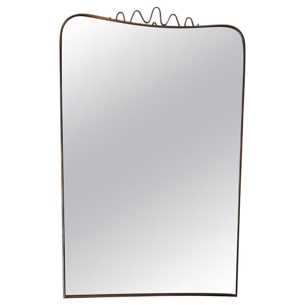 Mid-century modern Shield Brass Mirror Gio Ponti Style, Italy, 1950s