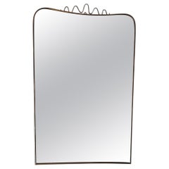 Mid-century modern Shield Brass Mirror Gio Ponti Style, Italy, 1950s