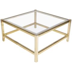 French Mid-Century Brass and Chrome Side Table