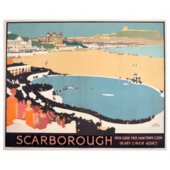Original Used Train Travel Poster Scarborough LNER Fred Taylor Art Deco