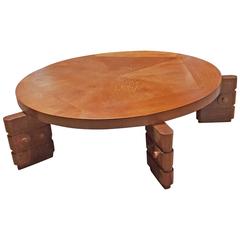 Rare and Large Oak Coffee Table from Charles Dudouyt