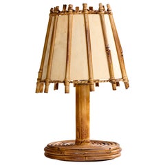 Designer français, lampe de bureau, bambou, rotin, papier, France, années 1970