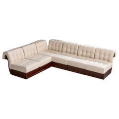 Luciano Frigerio, Sectional Sofa, Wood, Fabric, Italy, 1970s