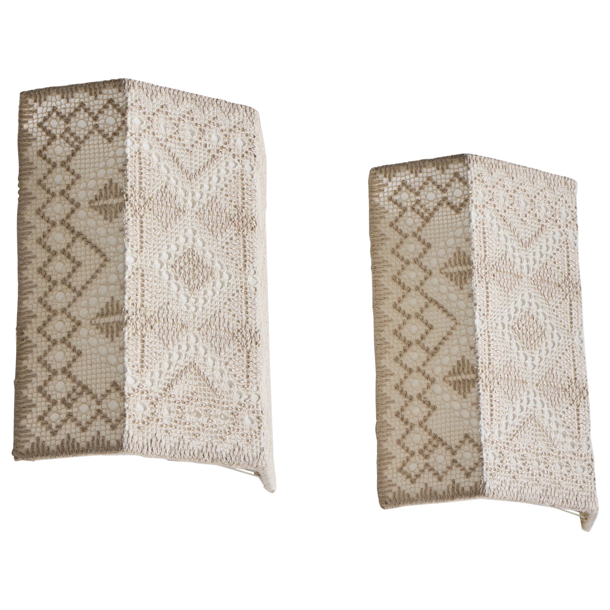 Swedish Designer, Wall Lights, Fabric, Sweden, 1970s