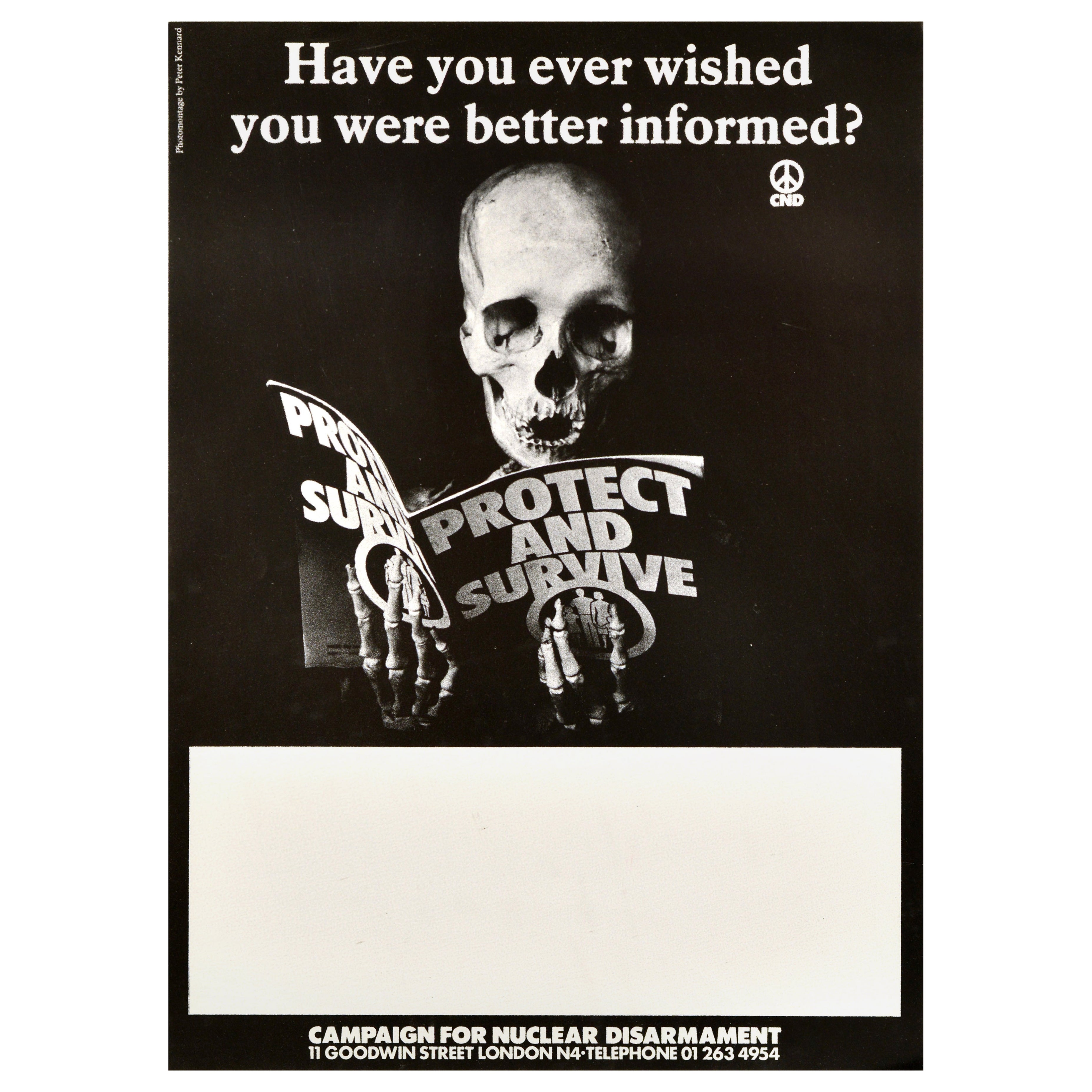Original Vintage Propaganda Poster Nuclear Disarmament Skeleton Peter Kennard