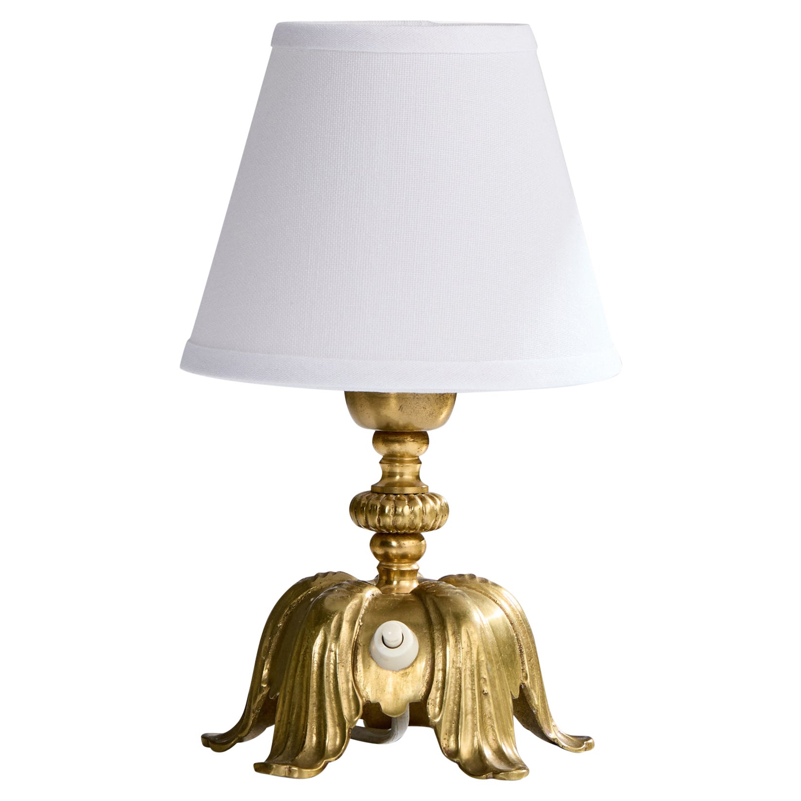 Schwedische Designerin, Tischlampe, Messing, Schweden, 1940er Jahre