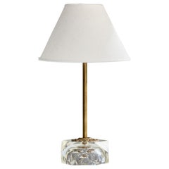 Swedish Designer, Table Lamp, Brass, Glass, Sweden, 1940s