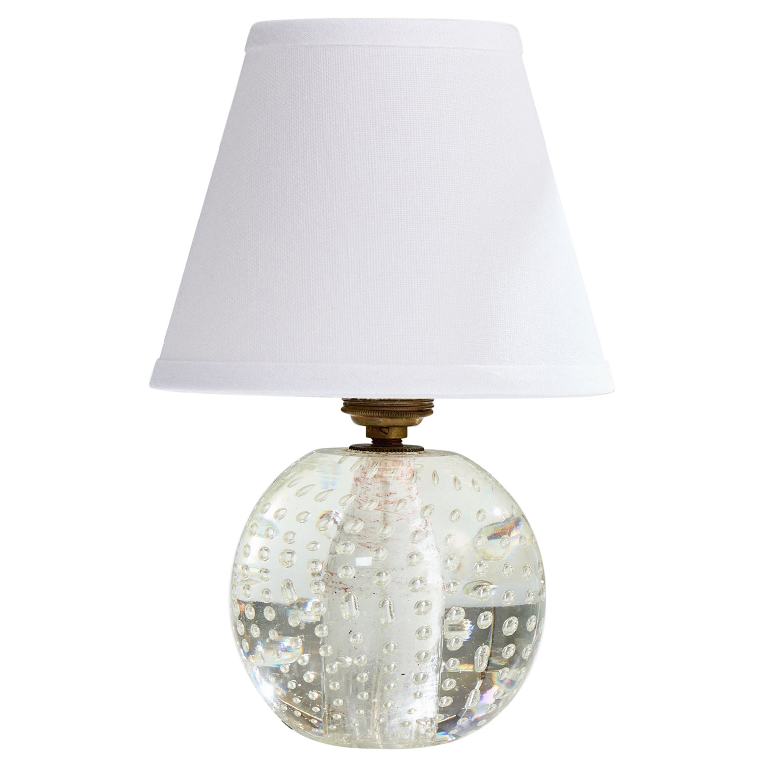 Italian Designer, Table Lamp, Glass, Brass, Italy, 1940s
