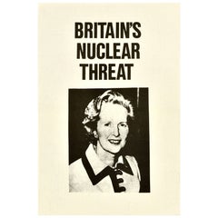 Poster propagandistico originale d'epoca Minaccia nucleare britannica Margaret Thatcher