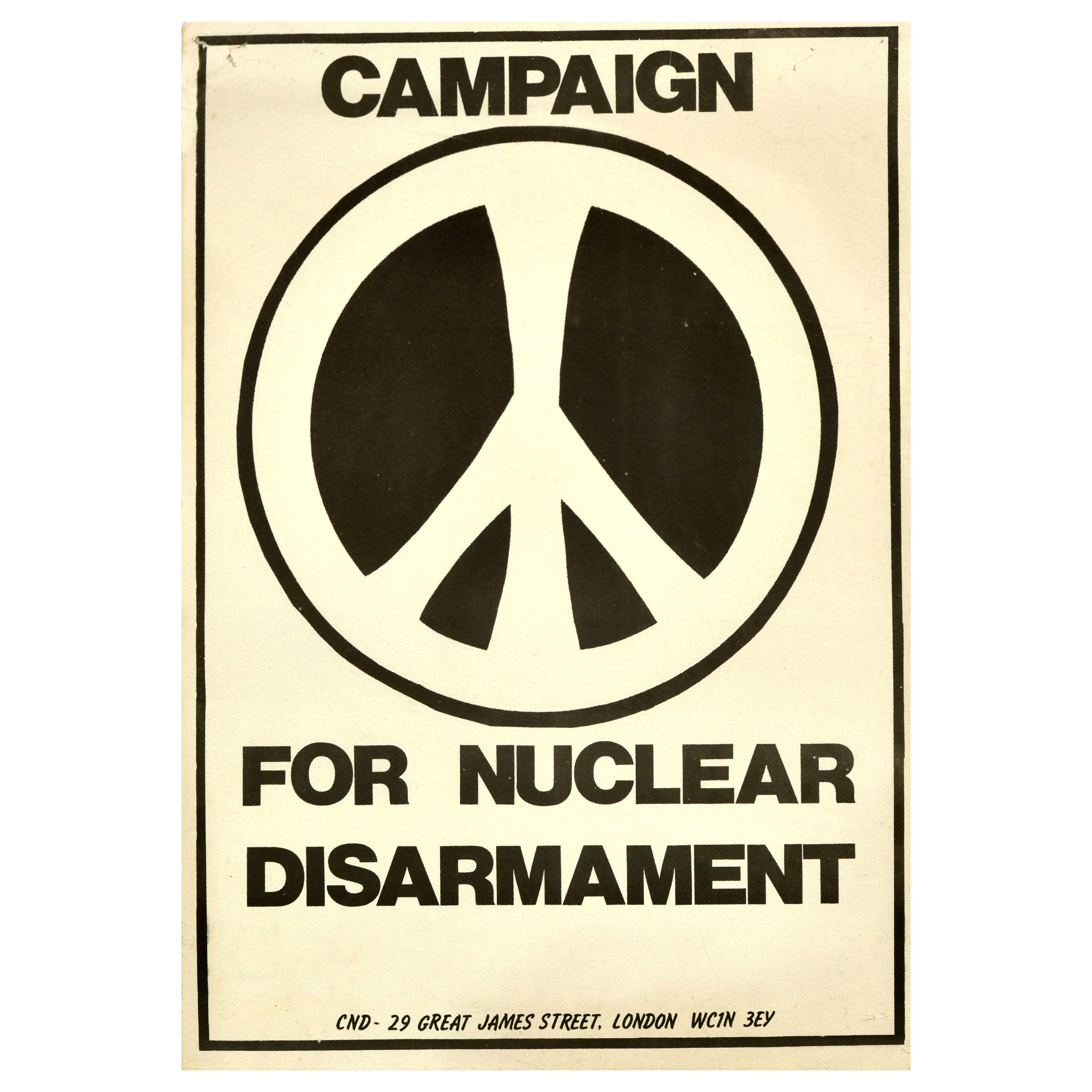 Affiche de propagande vintage d'origine pour la paix contre le désarmement nucléaire