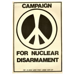 Original Vintage Propaganda Poster Kampagne für nukleare Abrüstung Frieden