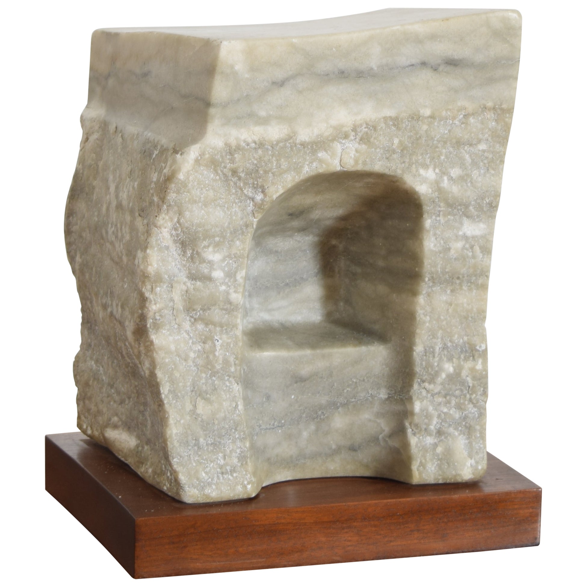 Continental Marble Sunken Arch Sculpture on Wooden Base, Late 20th Century For Sale