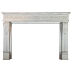 Antique White Statuary Marble Mantle Piece For Luxury Palace Design