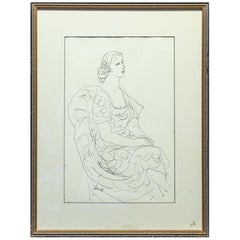Vintage Harold Cohn Beauty in the Simplicity Signed Modernist Figurative Line Study