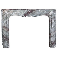 Antique French Grand Mix Campan Ribboned Campan Marble Fireplace Surround