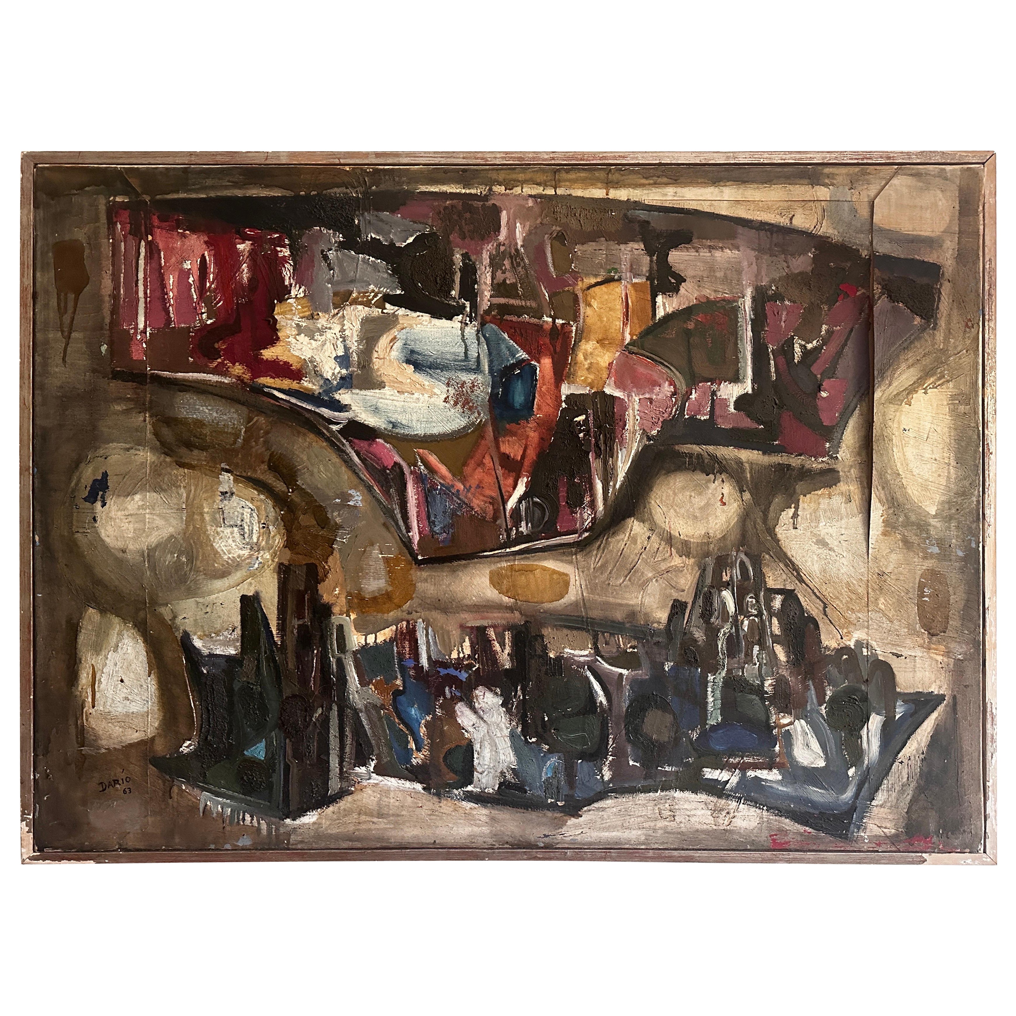 Large Dario villalba abstract expressionist painting 1963