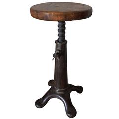 Vintage Cast Iron Factory Stool by Pfaff in the Style of Singer