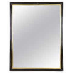 Siglo XX Art Deco Mirror Negro Con Barras Doradas, Lacado, Austria ca. 1920