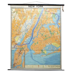 Wandkarte der deutschen Schule aus der Mitte des Jahrhunderts, New York City und Vicinity Map, ca. 1962