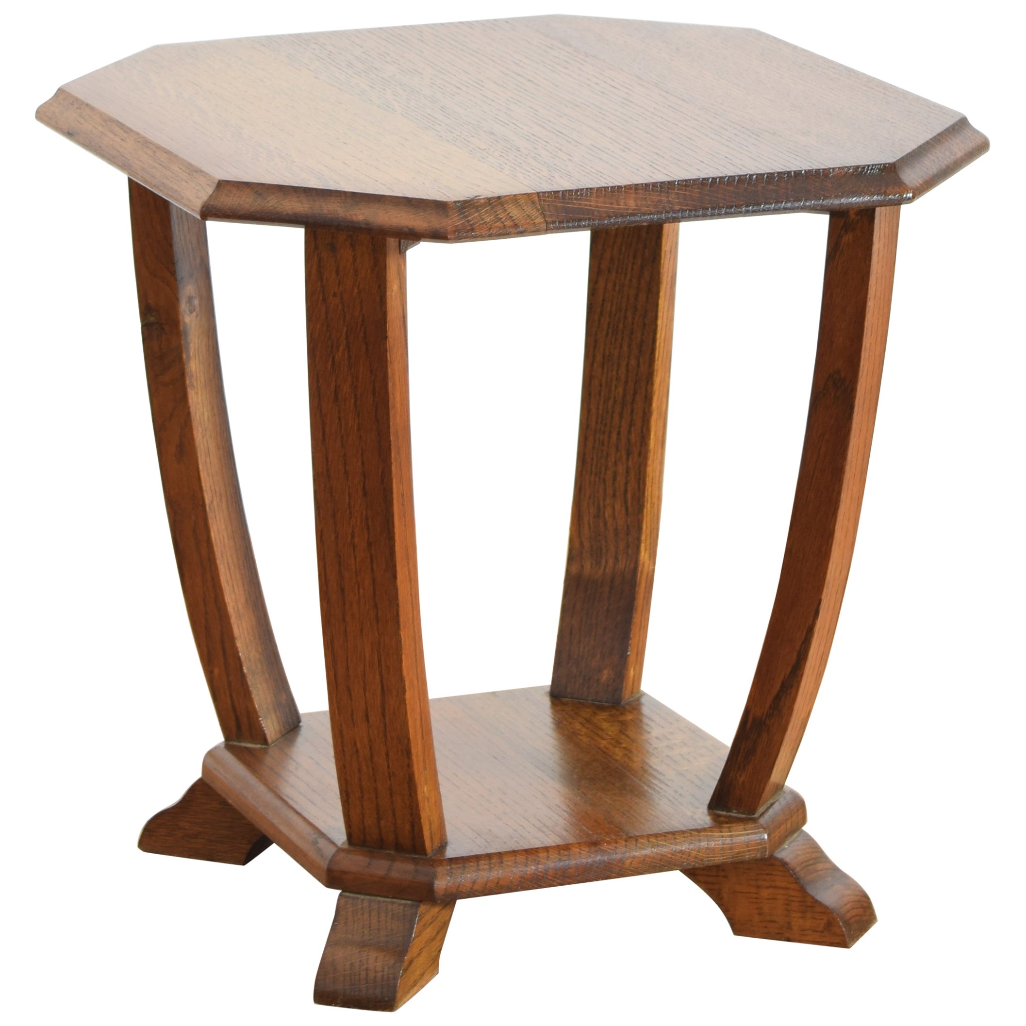 Continental Art Deco Style Octagonal Oak Table, Mid-20th Century For Sale