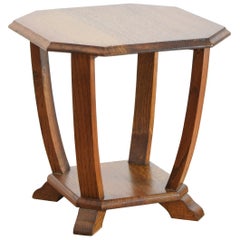 Continental Art Deco Style Octagonal Oak Table, Mid-20th Century