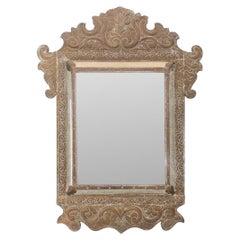 Aesthetic Movement Embossed Brass Cushion Mirror