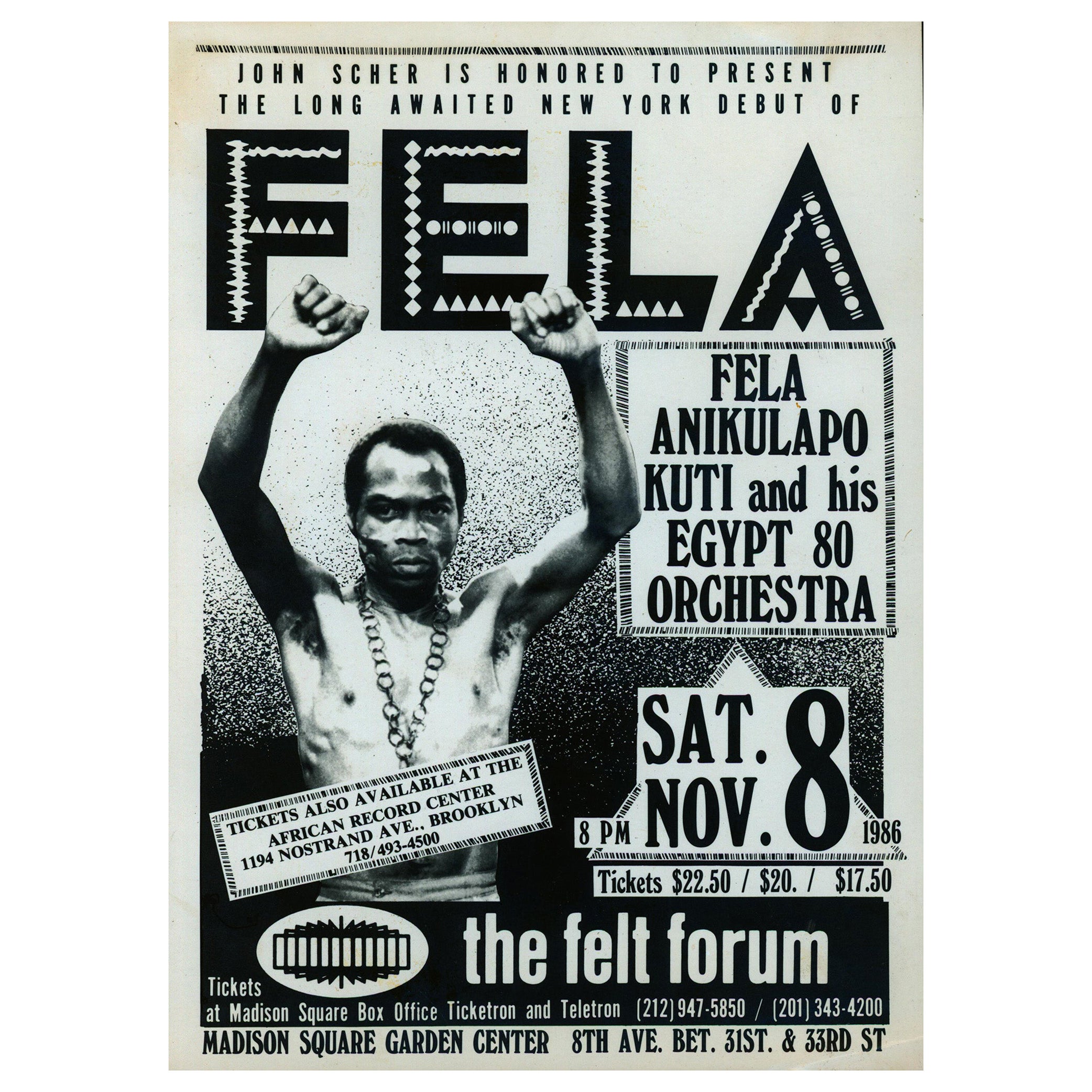 Fela Kuti New York 1986 ( publicité originale d'un mockup d'exposition)